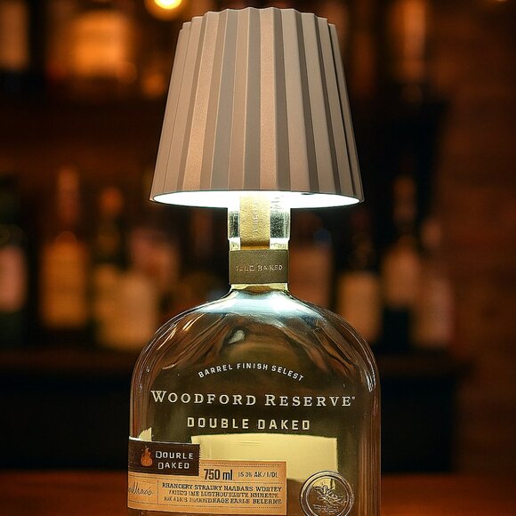 Rustic Whiskey Bottle Lamp - Woodford Reserve Double Oaked Whiskey 750ml - Picture 1 of 2